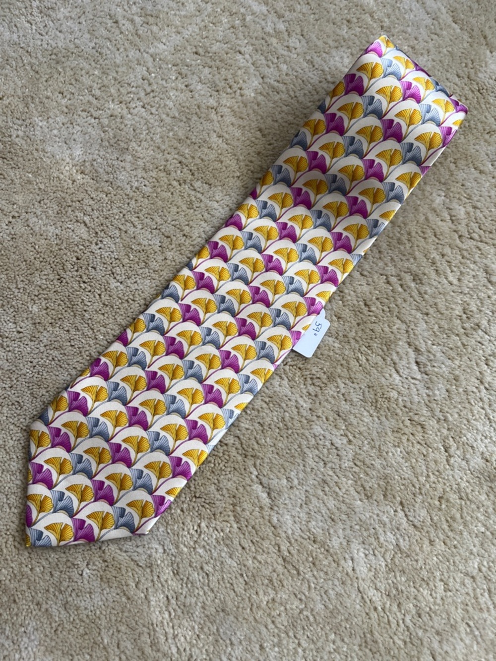 Leonard Paris 💯 silk Men's Tie in Yellow, Pink & Gray -nwot